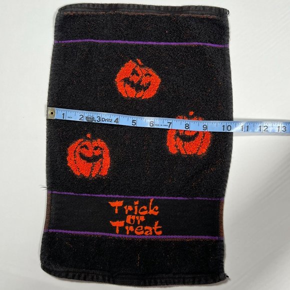 Santens Halloween Hand Towel Black with Orange Pumpkins 1 piece 15" x 10" - Picture 6 of 6